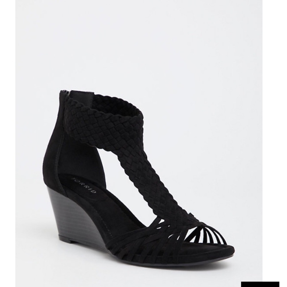 Torrid Wedge Braided Black Wedge Sandal 9.5 wide
